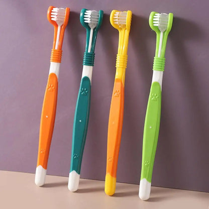 Three-sided pet toothbrush – multi-head brush for dogs & cats, oral care tool™