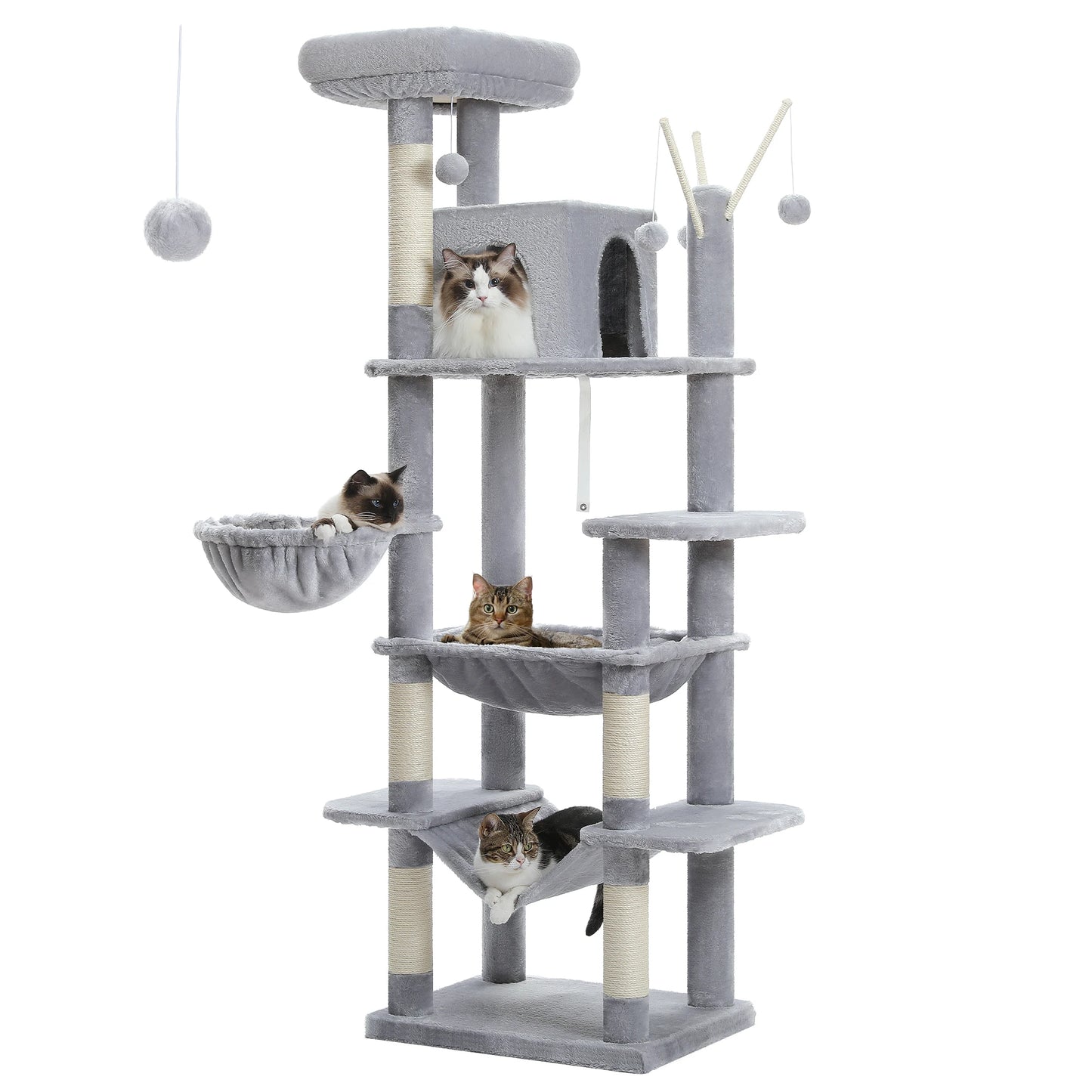 Large cat tree – multi-level plush tower with scratching posts, boards, perches & caves for indoor cats™