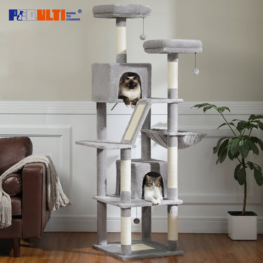 Large cat tree – multi-level plush tower with scratching posts, boards, perches & caves for indoor cats™