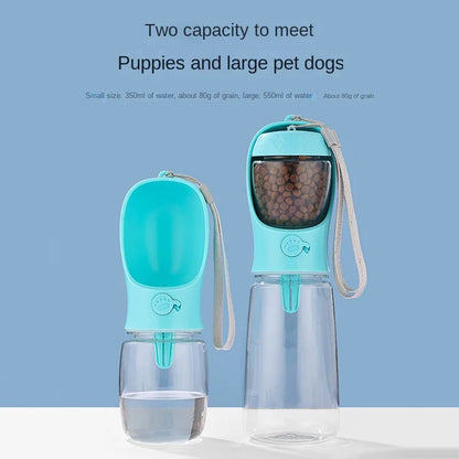 Portable pet water bottle – food-grade material with water cup & food dispenser for dogs & cats™