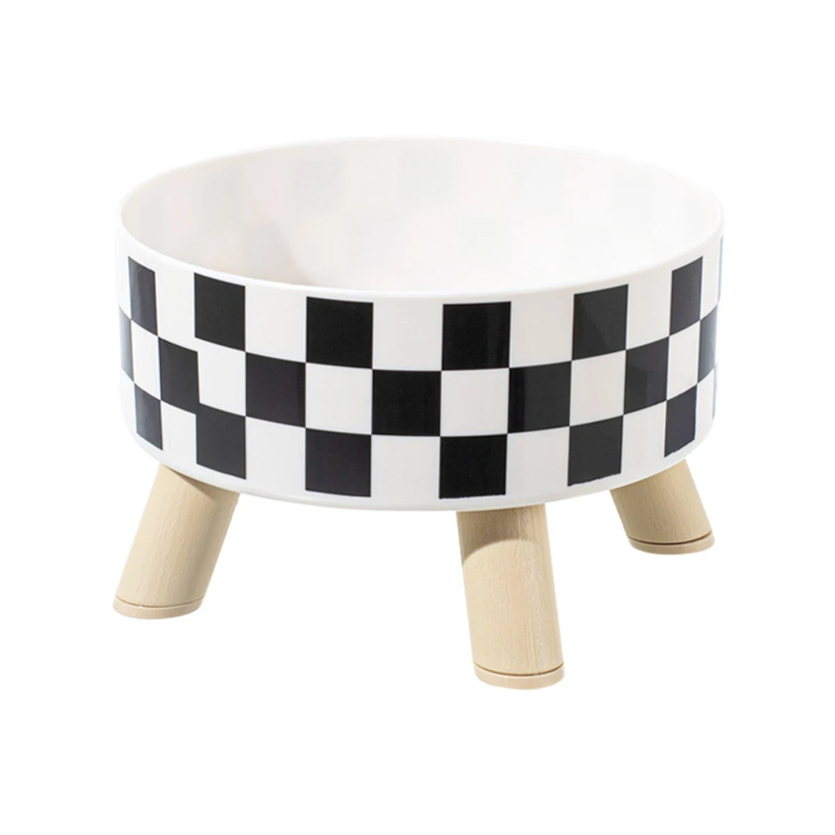 Black & White Polka Dot Checkerboard Pet Bowl – Universal PP Bowl for Cats & Small Dogs™