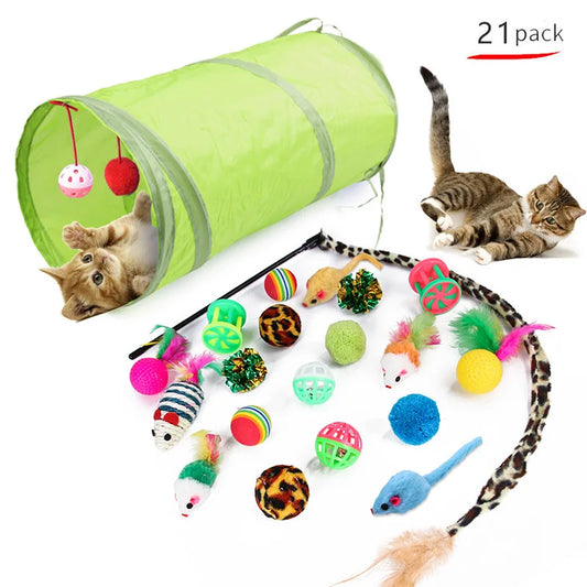 Kitten toy set – variety pack with cat stick, sisal mouse, bell, and ball™