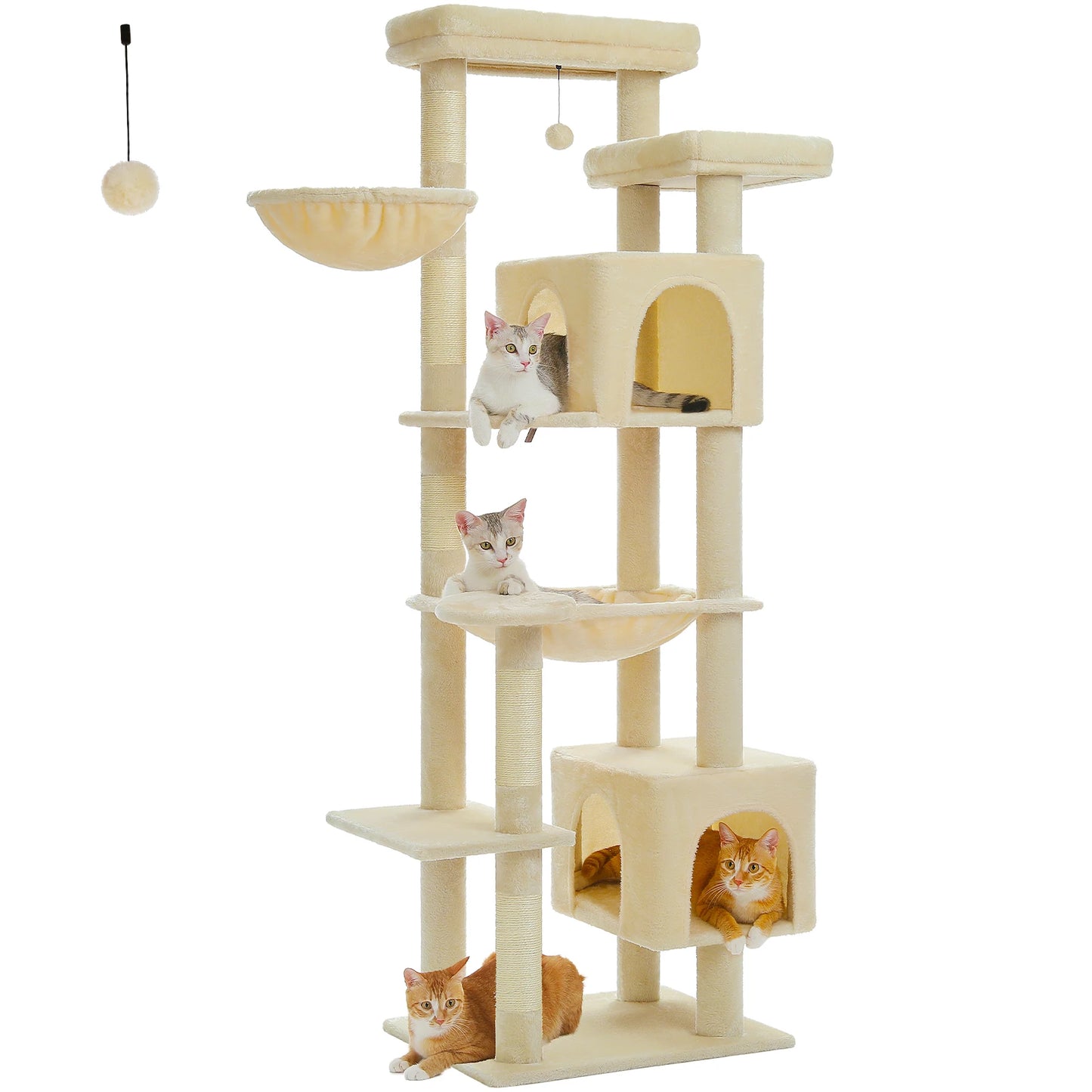 Large cat tree – multi-level plush tower with scratching posts, boards, perches & caves for indoor cats™