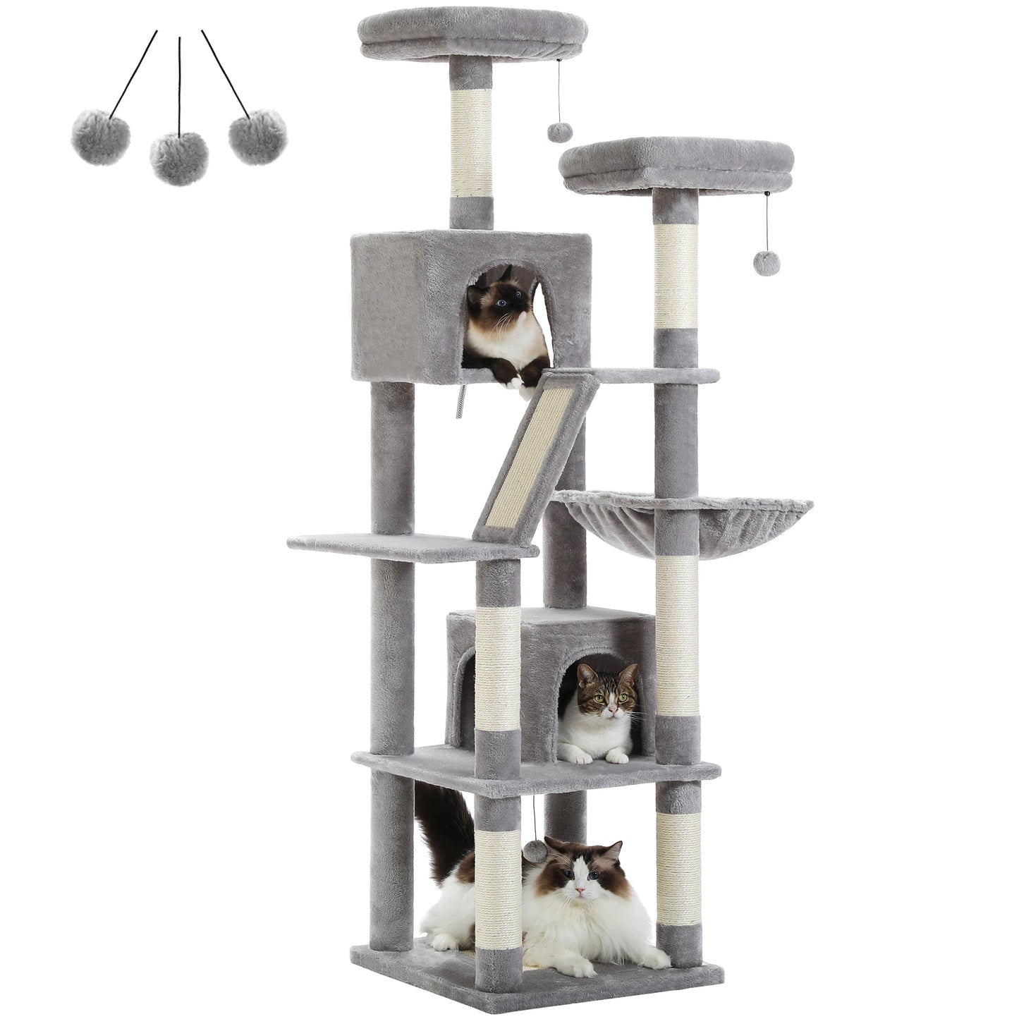 Large cat tree – multi-level plush tower with scratching posts, boards, perches & caves for indoor cats™