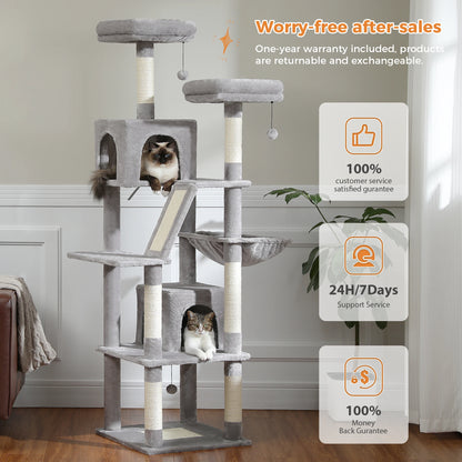 Large cat tree – multi-level plush tower with scratching posts, boards, perches & caves for indoor cats™