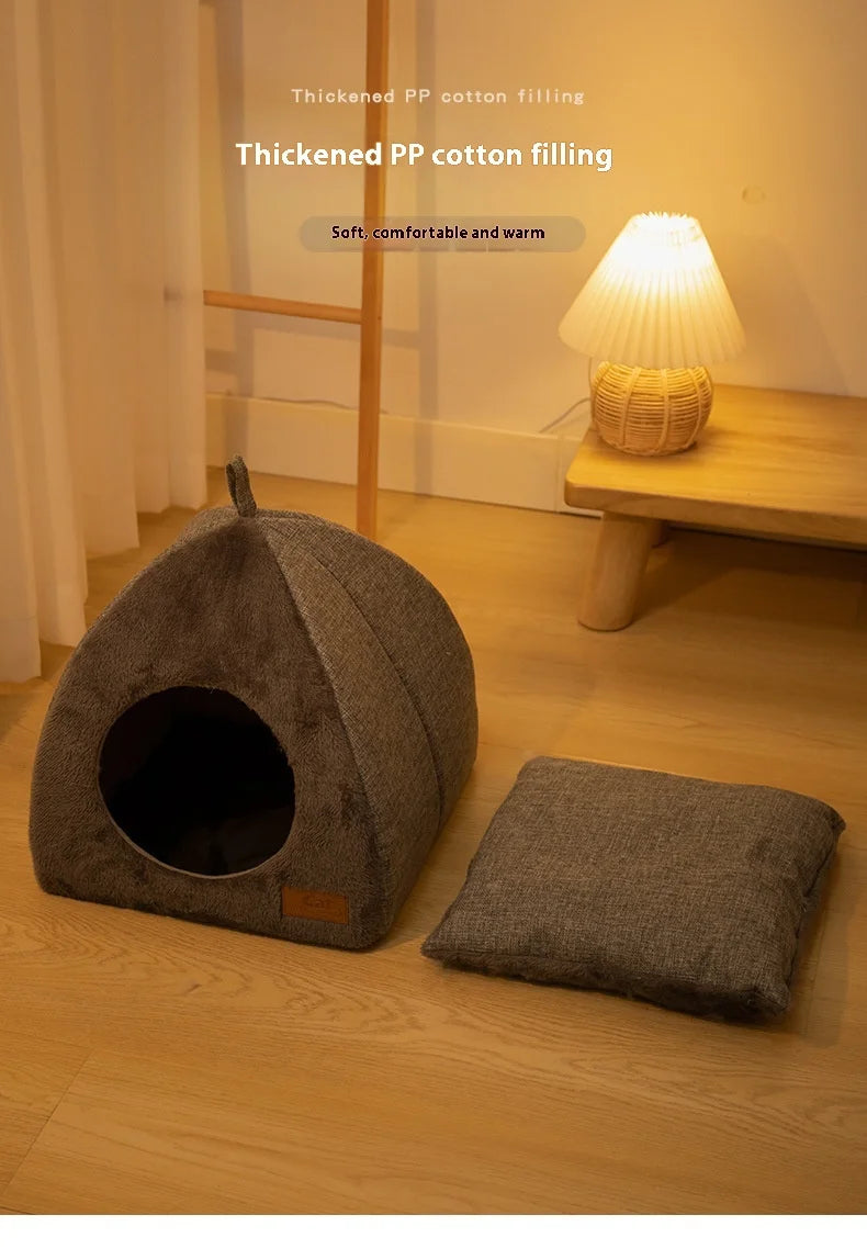 Luxurious Velvet Triangle Cat House™