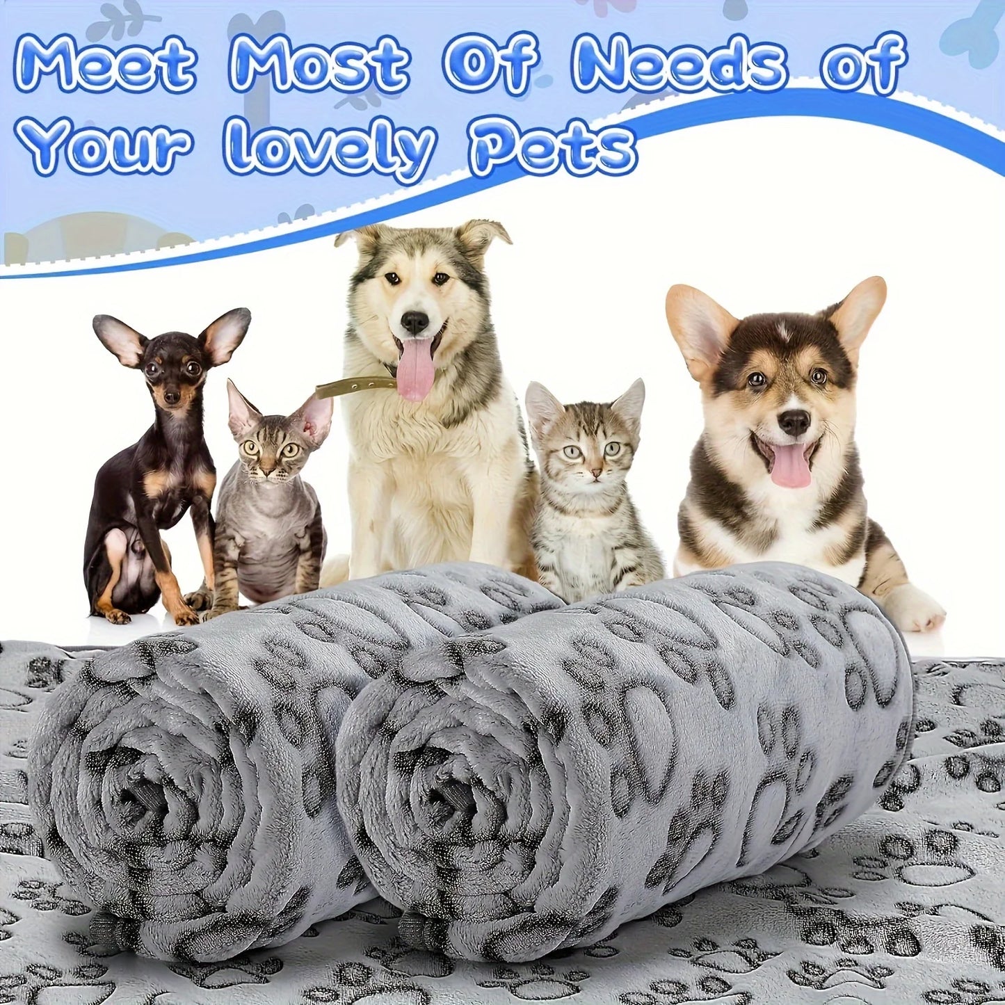 Soft fluffy pet blanket – high-quality, warm & comfortable with cute cartoon pattern for cats & dogs™