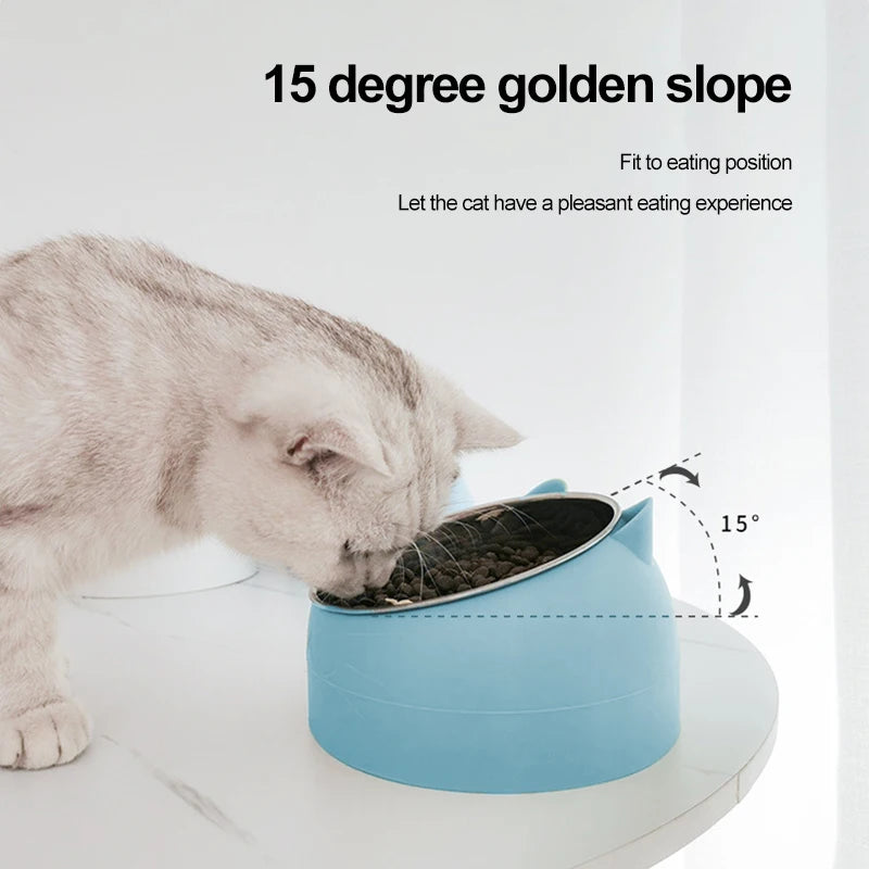 Tilted Stainless Steel Cat Bowl - Cute & Functional Feeder™