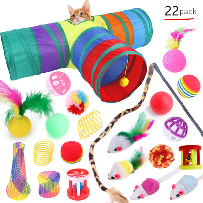 DualPet kitten toy set – 20-piece variety pack with stick, sisal mouse, bell, and ball™