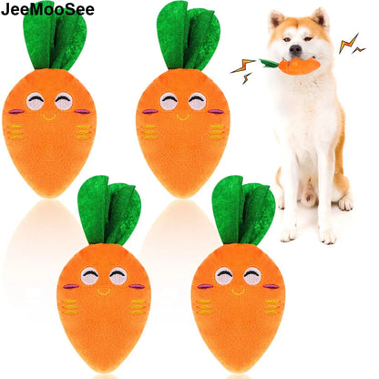 Dog squeaky carrot toy – plush stuffed chew for small & medium dogs, dental care™