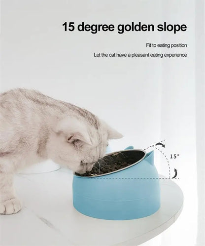 Tilted Stainless Steel Cat Bowl - Cute & Functional Feeder™