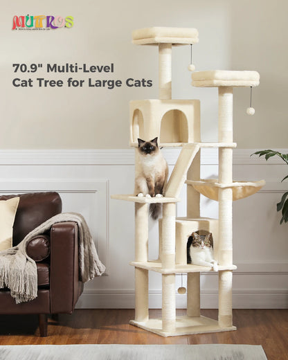 Large cat tree – multi-level plush tower with scratching posts, boards, perches & caves for indoor cats™