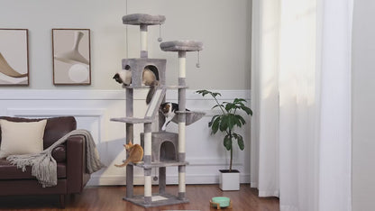 Large cat tree – multi-level plush tower with scratching posts, boards, perches & caves for indoor cats™