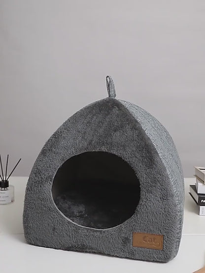 Luxurious Velvet Triangle Cat House™