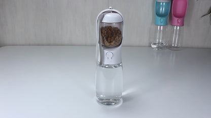 Tragbare Haustier-Wasserflasche – lebensmittelechtes Material mit Wasserschale & Futterspender für Hunde & Katzen™